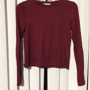 Never worn! Red Black stripe long sleeve top